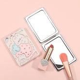 Recommended By Xiaohongshu, PU Eco-Friendly Leather Cosmetic Mirror, Unique Pattern, HD Glass, The First Choice For Gift Giving! Multiple Styles To Create Personalized Makeup
